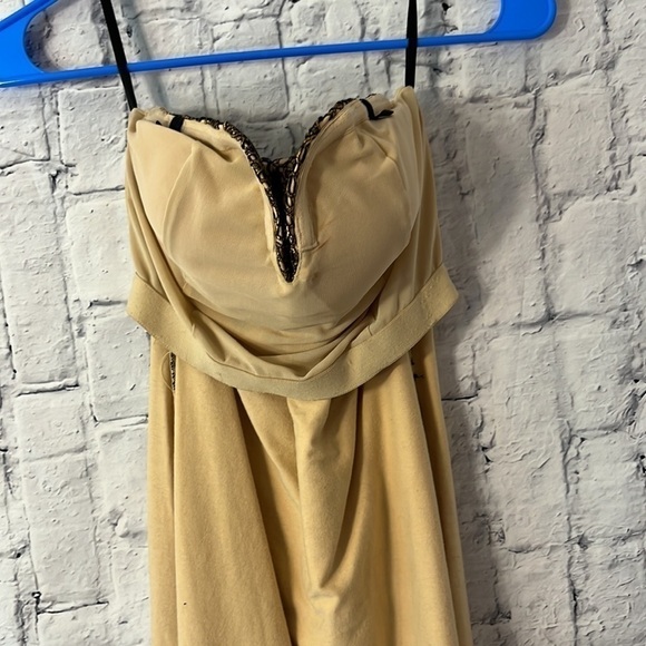 𝅺gold and Tan Strapless Dress . - Picture 5 of 9